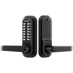 VEVOR Mechanical Keyless Entry Door Lock, 2.0 Code Upgrade, 4-7 Digits Code, Single-Sided Push Button Combination Keypad Door Lock with Handle, Auto Locking, for Indoor or Outdoor, Oil-Rubbed Bronze