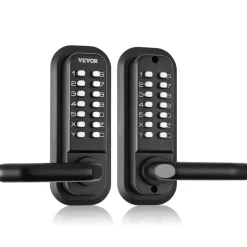 VEVOR Mechanical Keyless Entry Door Lock, 14 Digit Keypad, Double-sided Embedded Outdoor Gate Door Locks Set with Handle and Keypad, Water-proof Zinc Alloy, Easy to Install, for Yard, Garden, Garage