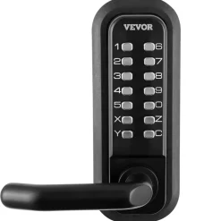 VEVOR Mechanical Keyless Entry Door Lock, 14 Digit Keypad, Double-sided Embedded Outdoor Gate Door Locks Set with Handle and Keypad, Water-proof Zinc Alloy, Easy to Install, for Yard, Garden, Garage