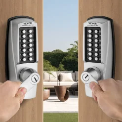 VEVOR Mechanical Keyless Entry Door Lock, 14 Key Mechanical Door Lock with Keys, Mechanical Keypad Door Lock with Handle, Stainless Steel Waterproof Keyless Gate Lock, for Home Office Outdoor Garage