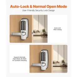 VEVOR Mechanical Keyless Entry Door Lock, 14 Key Mechanical Door Lock with Keys, Mechanical Keypad Door Lock with Handle, Stainless Steel Waterproof Keyless Gate Lock, for Home Office Outdoor Garage