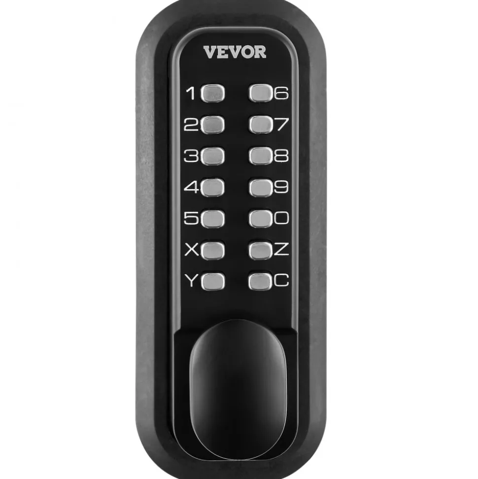 VEVOR Mechanical Keyless Entry Door Lock, 2.0 Code Upgrade, 5 Digits Code, Single-Sided Push Button Combination Keypad Door Lock with Handle, Auto Locking, for Garden Gates, Indoor or Outdoor, Silver