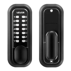 VEVOR Mechanical Keyless Entry Door Lock, 2.0 Code Upgrade, 4-7 Digits Code, Single-Sided Push Button Combination Mechanical Keypad Door Knob, Auto Locking, for Garden Gates, Indoor or Outdoor, Black