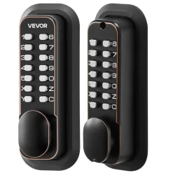 VEVOR Mechanical Keyless Entry Door Lock, 2.0 Code Upgrade, 4-7 Digits Code, Double-Sided Push Button Combination Mechanical Keypad Door Knob, Auto Locking, for Indoor or Outdoor, Oil-Rubbed Bronze
