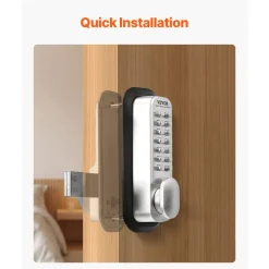 VEVOR Mechanical Keyless Entry Door Lock, 14 Key Mechanical Door Lock, Mechanical Keypad Door Lock with Adjustable Thumb Knob, Single-Side Zinc Alloy Waterproof Keyless Gate Lock, for Home Office