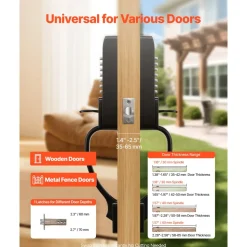 VEVOR Mechanical Keyless Entry Door Lock, 2.0 Code Upgrade, 4-7 Digits Code, Double-Sided Push Button Combination Keypad Door Lock with Pull Handle, Auto Locking, for Garden Gates, Indoor or Outdoor