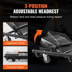 VEVOR Mechanic Garage Creeper, 40-Inch, 300 lbs Capacity Automotive Rolling Creeper with 6 Casters Adjustable Cushioned Headrest, Heavy Duty Steel Frame Low Profile for Garages, Repair Shops, and DIY