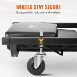 VEVOR Mechanic Garage Creeper, 40-Inch, 300 lbs Capacity Automotive Rolling Creeper with 6 Casters Adjustable Cushioned Headrest, Heavy Duty Steel Frame Low Profile for Garages, Repair Shops, and DIY