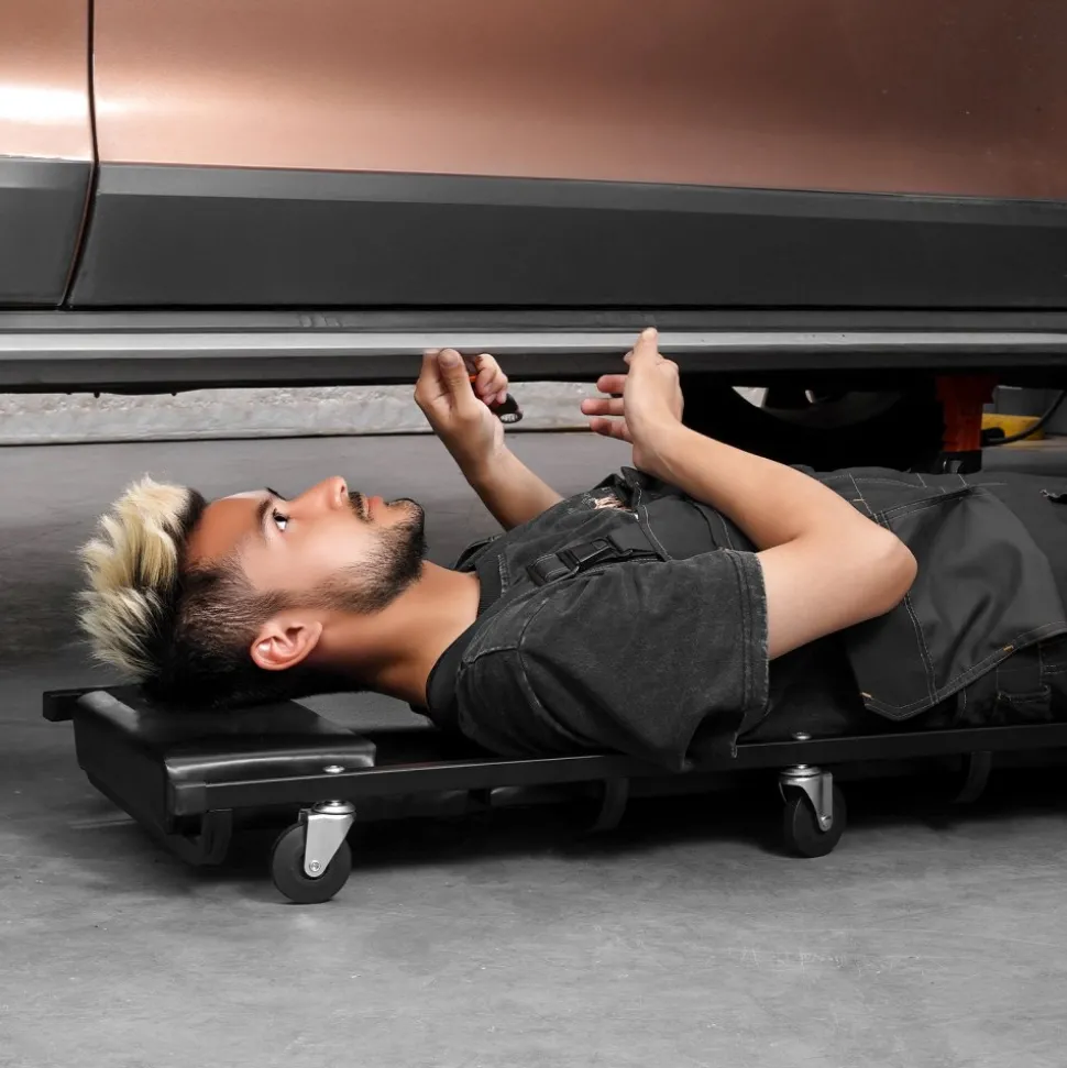 VEVOR Mechanic Garage Creeper, 40-Inch, 300 lbs Capacity Automotive Rolling Creeper with 6 Casters Adjustable Cushioned Headrest, Heavy Duty Steel Frame Low Profile for Garages, Repair Shops, and DIY