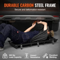 VEVOR Mechanic Garage Creeper, 40-Inch, 300 lbs Capacity Automotive Rolling Creeper with 6 Casters Adjustable Cushioned Headrest, Heavy Duty Steel Frame Low Profile for Garages, Repair Shops, and DIY