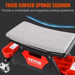 VEVOR Mechanics Stool, 300 LBS Capacity Rolling Mechanic Seat with 4" Wheels, with Three Slide Out Tool Trays and Drawer, Heavy Duty Roller Creeper Seat for Home Garage DIY Automotive