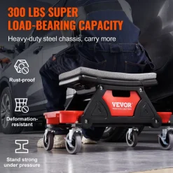 VEVOR Mechanics Stool, 300 LBS Capacity Rolling Mechanic Seat with 4