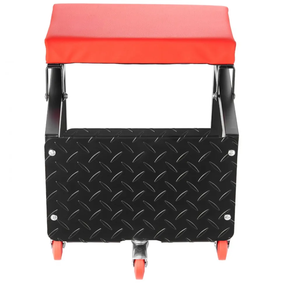 VEVOR Mechanic Stool, 300 lbs Capacity Garage Seat/Work Stool with Wheels, 360° Swivel Rolling Workshop Stool with Tool Tray, Mechanics Creeper Seat/Step Stool, for Garage, Shop & Auto Repair, Black