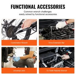 VEVOR Mechanics Tool Set and Socket Set, 1/4" and 3/8" Drive Deep and Standard Sockets, 145 Pcs SAE and Metric Mechanic Tool Kit with Bits, Combination Wrench, Hex Wrenches, Accessories, Storage Case