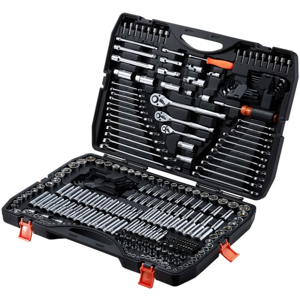 VEVOR Mechanics Tool Set, 314-Piece Mechanic Tool Kit, 1/4 in, 3/8 in, and 1/2 in Drive, Metric Socket Set, Wrenches, Screwdriver Bits, Accessories, and Storage Case, for Automotive and Home Repair