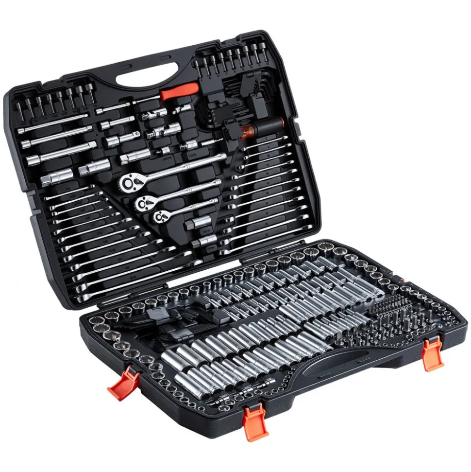 VEVOR Mechanics Tool Set, 314-Piece Mechanic Tool Kit, 1/4 in, 3/8 in, and 1/2 in Drive, Metric Socket Set, Wrenches, Screwdriver Bits, Accessories, and Storage Case, for Automotive and Home Repair