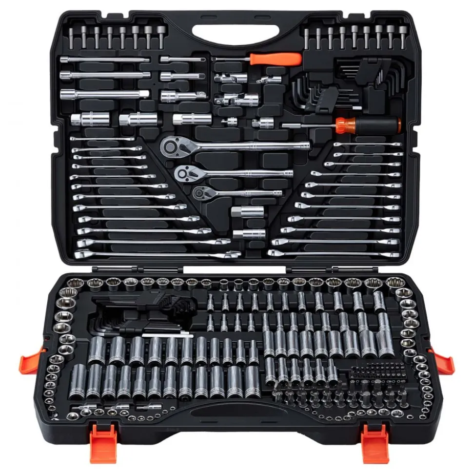 VEVOR Mechanics Tool Set, 314-Piece Mechanic Tool Kit, 1/4 in, 3/8 in, and 1/2 in Drive, Metric Socket Set, Wrenches, Screwdriver Bits, Accessories, and Storage Case, for Automotive and Home Repair