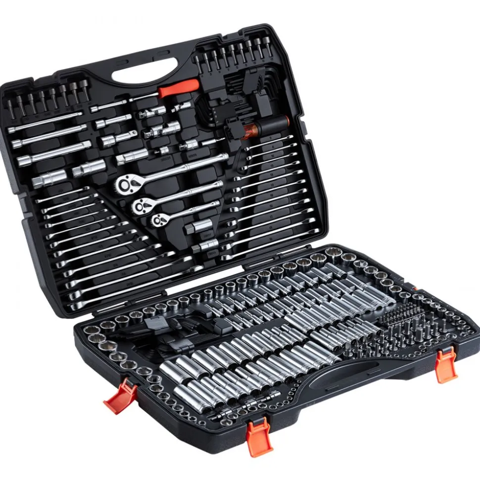 VEVOR Mechanics Tool Set, 314-Piece Mechanic Tool Kit, 1/4 in, 3/8 in, and 1/2 in Drive, Metric Socket Set, Wrenches, Screwdriver Bits, Accessories, and Storage Case, for Automotive and Home Repair