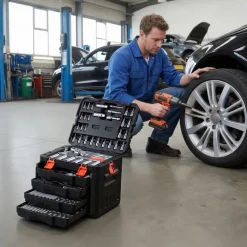 VEVOR Mechanics Tool Set, 297-Piece Mechanic Tool Kit, 1/4 in, 3/8 in, and 1/2 in Drive, SAE and Metric Socket Set, Wrenches, Screwdriver Bits, Accessories, and Storage Case, for Automotive Repair