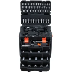 VEVOR Mechanics Tool Set, 256-Piece Mechanic Tool Kit, 1/4 in, 3/8 in, and 1/2 in Drive, SAE and Metric Socket Set, Wrenches, Screwdriver Bits, Accessories, and Storage Case, for Automotive Repair