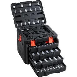 VEVOR Mechanics Tool Set, 230-Piece Mechanic Tool Kit, 1/4 in, 3/8 in, and 1/2 in Drive, SAE and Metric Socket Set, Wrenches, Screwdriver Bits, Accessories, and Storage Case, for Automotive Repair