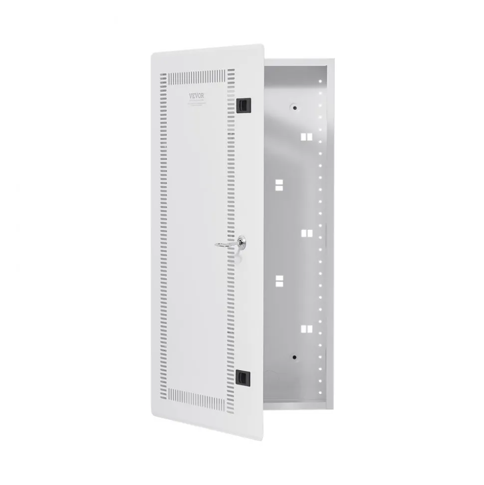 VEVOR Media Enclosure, 28-Inch, Structured Media Center with Vented Hinged Door, Cable Management Box, Structured Wiring Multi-Media Cabinet, Recessed Electrical Media Box, for Network Distribution