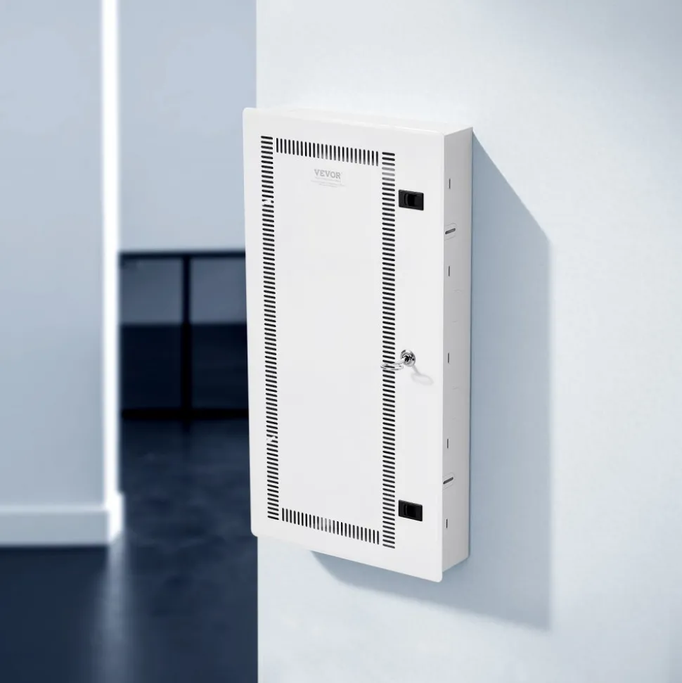VEVOR Media Enclosure, 28-Inch, Structured Media Center with Vented Hinged Door, Cable Management Box, Structured Wiring Multi-Media Cabinet, Recessed Electrical Media Box, for Network Distribution