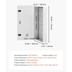 VEVOR Media Enclosure, 28-Inch, Structured Media Center with Vented Hinged Door, Cable Management Box, Structured Wiring Multi-Media Cabinet, Recessed Electrical Media Box, for Network Distribution