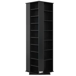 VEVOR Media Storage Cabinet, CD Rack Tower, 34 Compartments Rotating Media Tower Rack for CDs, DVDs, Books and Game Discs, DVD Stand for Living Room, Home Office and Recording Room, Black
