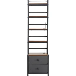 VEVOR Media Storage Cabinet, 4-Shelf DVD Shelf Organizer with Drawers, 15.75 x 11.81 x 56.50 in Multimedia Storage Organizer for CDs, DVDs, Books and Games, CD Cabinet for Living Room, Home Office