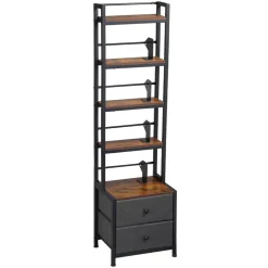 VEVOR Media Storage Cabinet, 4-Shelf DVD Shelf Organizer with Drawers, 15.75 x 11.81 x 56.50 in Multimedia Storage Organizer for CDs, DVDs, Books and Games, CD Cabinet for Living Room, Home Office