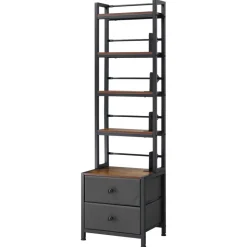 VEVOR Media Storage Cabinet, 4-Shelf DVD Shelf Organizer with Drawers, 15.75 x 11.81 x 56.50 in Multimedia Storage Organizer for CDs, DVDs, Books and Games, CD Cabinet for Living Room, Home Office