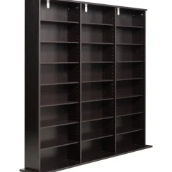 VEVOR Media Storage Cabinet, 8-Tier DVD Shelf Organizer, 55.91 x 8.66 x 51.18 in Multimedia Storage Organizer for CDs, DVDs, Books & Games, CD Shelf for Living Room, Home Office, Recording Room, Brown