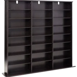 VEVOR Media Storage Cabinet, 8-Tier DVD Shelf Organizer, 55.91 x 8.66 x 51.18 in Multimedia Storage Organizer for CDs, DVDs, Books & Games, CD Shelf for Living Room, Home Office, Recording Room, Brown
