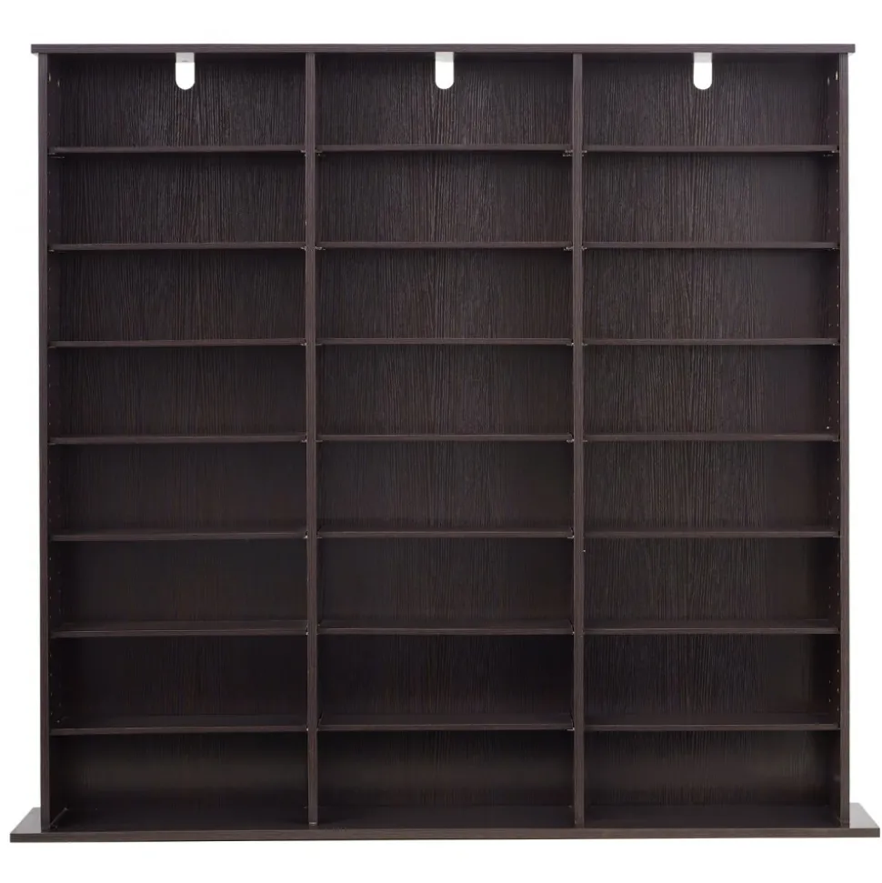 VEVOR Media Storage Cabinet, 8-Tier DVD Shelf Organizer, 55.91 x 8.66 x 51.18 in Multimedia Storage Organizer for CDs, DVDs, Books & Games, CD Shelf for Living Room, Home Office, Recording Room, Brown
