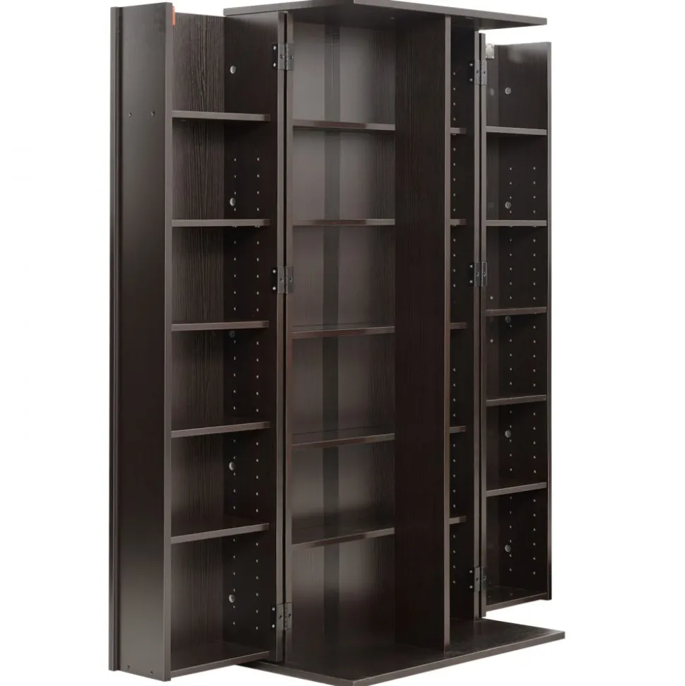 VEVOR Media Storage Cabinet, 6-Tier DVD Shelf Organizer, 24.02 x 14.49 x 50 in Multimedia Storage Organizer for CDs, DVDs, Books, Games, CD Shelf for Living Room, Home Office, Recording Room, Black