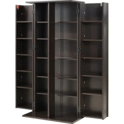 VEVOR Media Storage Cabinet, 6-Tier DVD Shelf Organizer, 24.02 x 14.49 x 50 in Multimedia Storage Organizer for CDs, DVDs, Books, Games, CD Shelf for Living Room, Home Office, Recording Room, Black