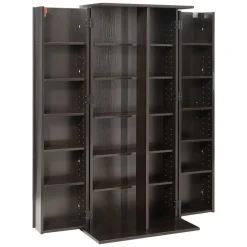 VEVOR Media Storage Cabinet, 6-Tier DVD Shelf Organizer, 24.02 x 14.49 x 50 in Multimedia Storage Organizer for CDs, DVDs, Books, Games, CD Shelf for Living Room, Home Office, Recording Room, Black