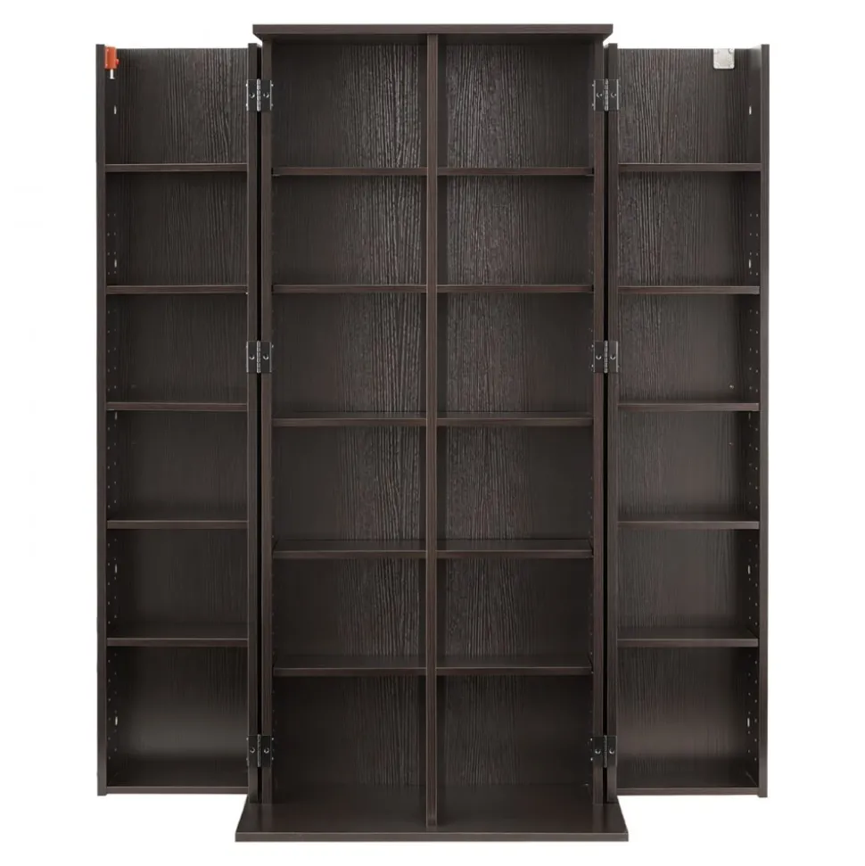 VEVOR Media Storage Cabinet, 6-Tier DVD Shelf Organizer, 24.02 x 14.49 x 50 in Multimedia Storage Organizer for CDs, DVDs, Books, Games, CD Shelf for Living Room, Home Office, Recording Room, Black
