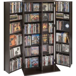 VEVOR Media Storage Cabinet, 6-Tier DVD Shelf Organizer, 24.02 x 14.49 x 50 in Multimedia Storage Organizer for CDs, DVDs, Books, Games, CD Shelf for Living Room, Home Office, Recording Room, Black