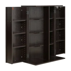 VEVOR Media Storage Cabinet, 4-Tier DVD Shelf Organizer, 24.02 x 14.49 x 33.31 in Multimedia Storage Organizer for CDs, DVDs, Books, Games, CD Shelf for Living Room, Home Office, Recording Room, Brown