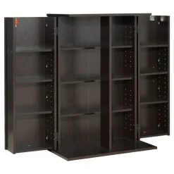 VEVOR Media Storage Cabinet, 4-Tier DVD Shelf Organizer, 24.02 x 14.49 x 33.31 in Multimedia Storage Organizer for CDs, DVDs, Books, Games, CD Shelf for Living Room, Home Office, Recording Room, Brown