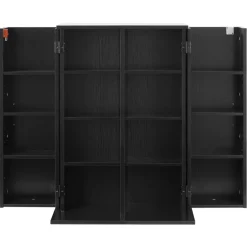 VEVOR Media Storage Cabinet, 4-Tier DVD Shelf Organizer, 24.02 x 14.49 x 33.31 in Multimedia Storage Organizer for CDs, DVDs, Books, Games, CD Shelf for Living Room, Home Office, Recording Room, Black