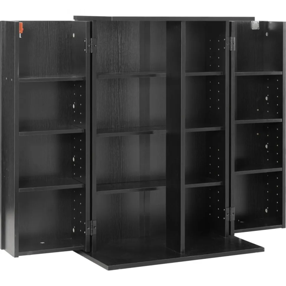VEVOR Media Storage Cabinet, 7-Tier DVD Shelf Organizer, 27.56 x 11.81 x 55.12 in Multimedia Storage Organizer for CDs, DVDs, Books and Games, CD Shelf for Living Room, Home Office, Recording Room