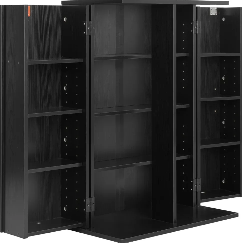 VEVOR Media Storage Cabinet, 7-Tier DVD Shelf Organizer, 27.56 x 11.81 x 55.12 in Multimedia Storage Organizer for CDs, DVDs, Books and Games, CD Shelf for Living Room, Home Office, Recording Room