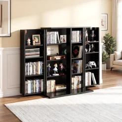 VEVOR Media Storage Cabinet, 7-Tier DVD Shelf Organizer, 27.56 x 11.81 x 55.12 in Multimedia Storage Organizer for CDs, DVDs, Books and Games, CD Shelf for Living Room, Home Office, Recording Room