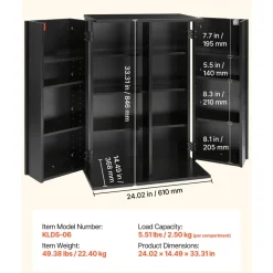 VEVOR Media Storage Cabinet, 7-Tier DVD Shelf Organizer, 27.56 x 11.81 x 55.12 in Multimedia Storage Organizer for CDs, DVDs, Books and Games, CD Shelf for Living Room, Home Office, Recording Room