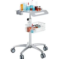 VEVOR Medical Cart, Salon Cart with Wheels, Mobile Trolley Cart 26.77"-42.91" Height Adjustable, Metal Salon Stations for Hair Stylist, Rolling Desktop Lab Cart for Clinic, Beauty and Salon