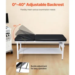 VEVOR Medical Exam Table, 500LBS Loading Medical Examination Bed with 0°–40° Adjustable Backrest, Physical Therapy Exam Table with Storage Shelf & Paper Roll Dispenser for Hospital Clinic Rehab Center