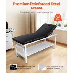 VEVOR Medical Exam Table, 500LBS Loading Medical Examination Bed with 0°–40° Adjustable Backrest, Physical Therapy Exam Table with Storage Shelf & Paper Roll Dispenser for Hospital Clinic Rehab Center